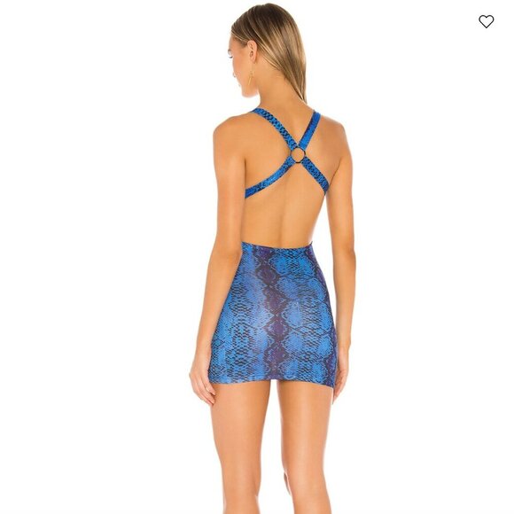Blue Snakeskin Mini Dress - Picture 6 of 7